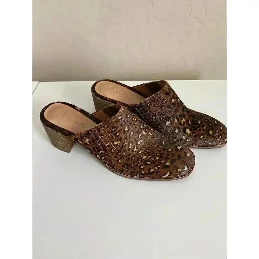 Madewell Carey Mule‎ in Painted Leopard Calf Hair